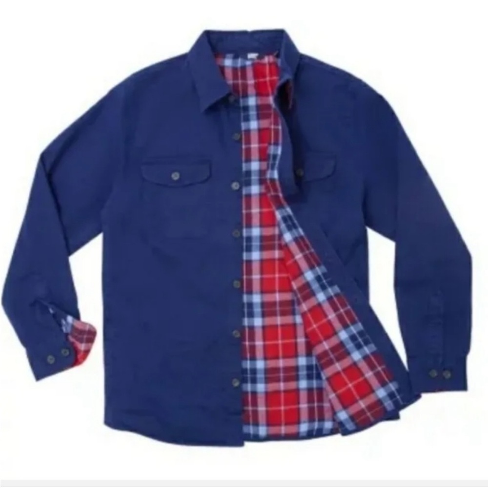 Lands End Shacket Shirt Jacket Plaid Lined Medium